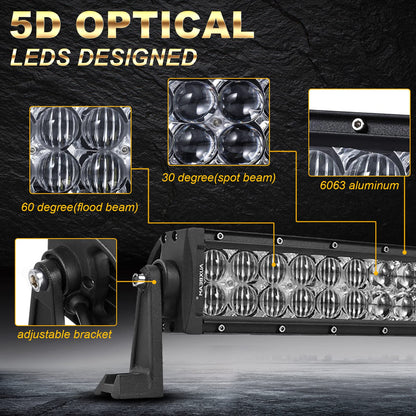 Auxbeam 42” LED Light Bar 240W LED Work Light Off Road Lights Spot Flood Combo Beam 80pcs3W Curved 5D Lens for Car SUV UTV ATV Pickup Truck with Wiring Harness