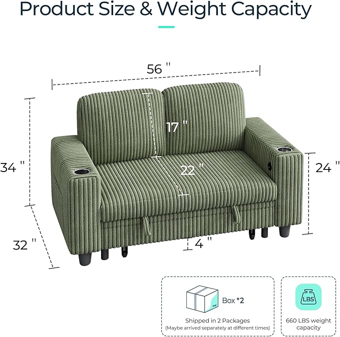 LINSY HOME Loveseat Sofa with Storage
