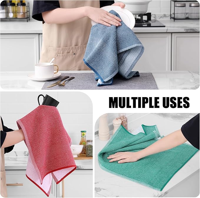 Homaxy Premium Kitchen Towels, Large Cotton Kitchen Hand Towels, Flat and Terry