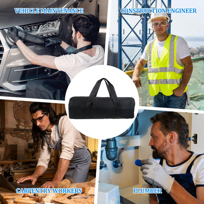 12 Inch Canvas Tool Pouch Small Tool Bag for Men Wide Mouth Tool Storage Bag Large Capacity Tool Tote Handbag Power Tool Organizer for Electricians Mechanic Storage Wrenches Pliers Black
