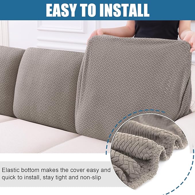 Smiry Waterproof Couch Cushion Covers, Stretch Jacquard Thick Sofa Cushion