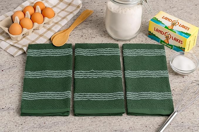 Serafina Home Dark Forest Green Kitchen Hand Dish Towels: Oversized 18" x 28"