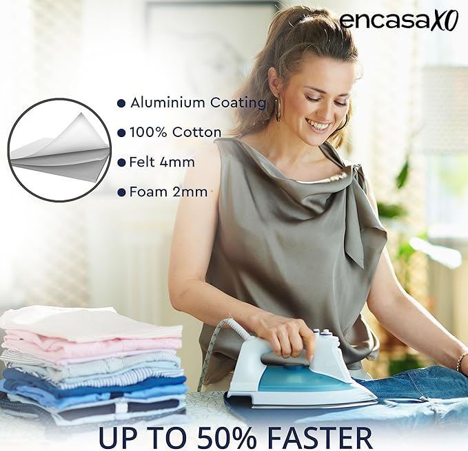Encasa XO Ironing Board Cover And Pad 42"x14" - 4mm Felt & 2mm foam Metallized