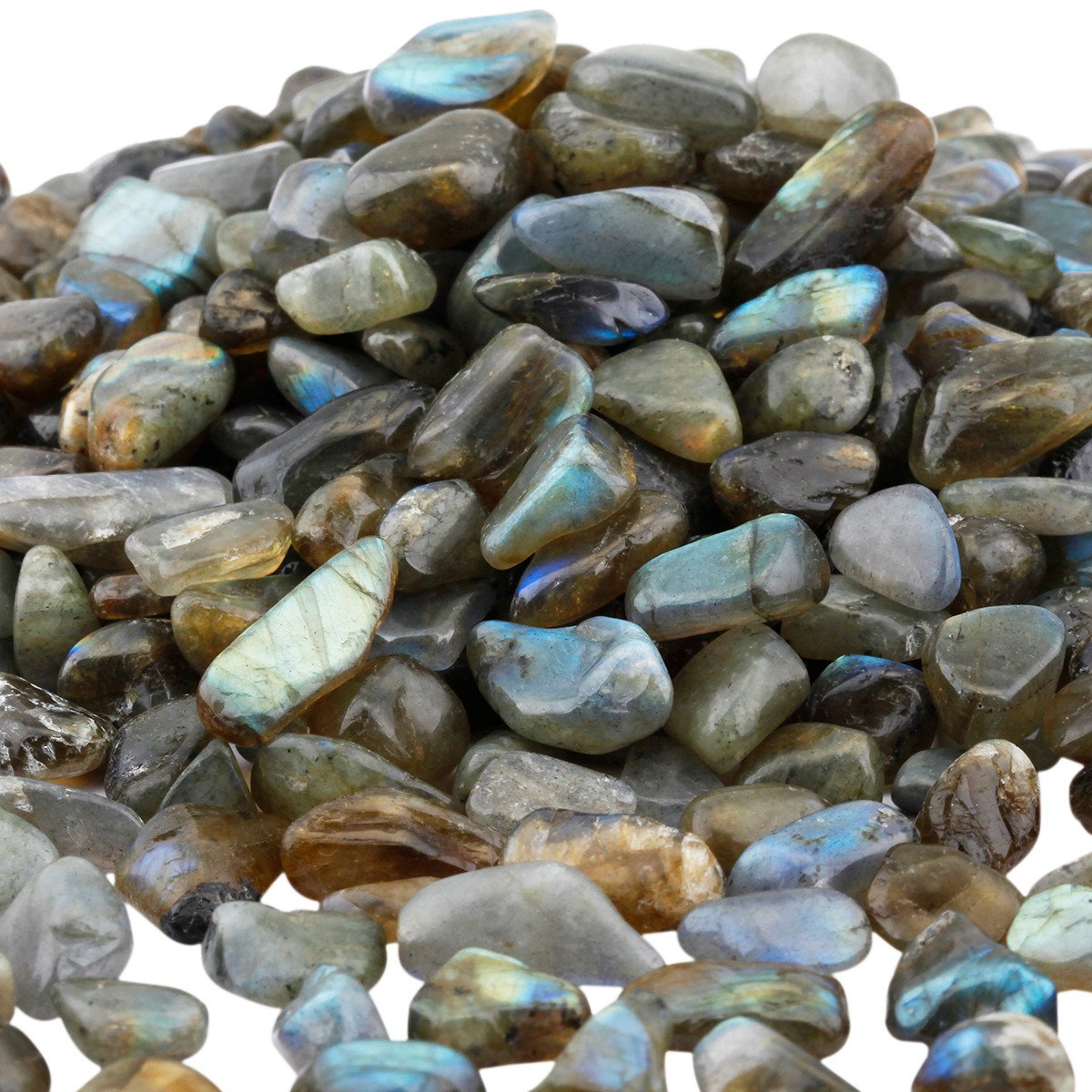 SUNYIK Labradorite Tumbled Chips Stone,Crushed Crystal Quartz Pieces,Irregular Shaped Stones,1pound(about 460 gram)