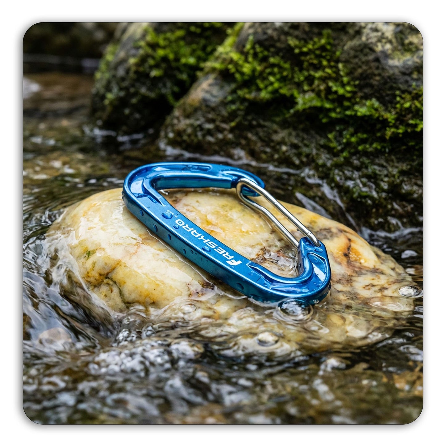 FresKaro Carabiner Clip, Wire Gate Caribeener Heavy Duty, Caribeaner Hook, Strong, Lightweight, 15kN 4Pack for Keychain, Key, Gym, Golf Bag, Dog Collar, Hammock, Outdoor Camping, Medium Size, Blue