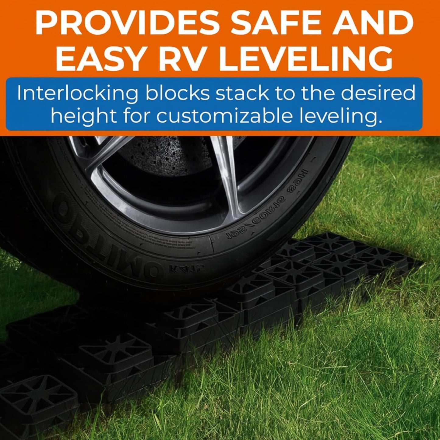 SEAFLO Heavy-Duty RV Leveling Blocks - Maximum Strength & Stability for Motorhomes, Trailers, and Campers (5)