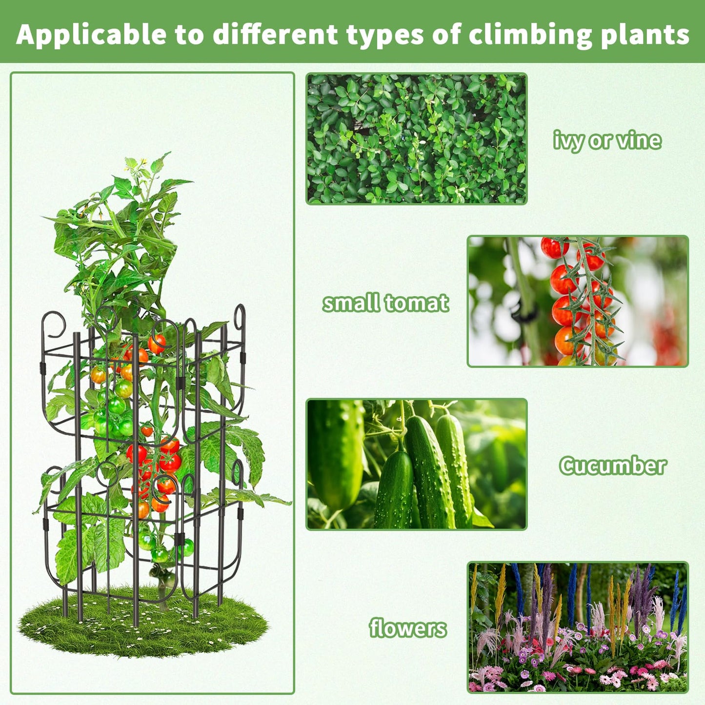 Trellis for Climbing Plants Indoor, Expandable Heavy-Duty Metal Trellis for Potted Plants Outdoor, Flowers Vine Ivy, Sturdy Houseplant Pothos Plant Climber Support, 8 Pack