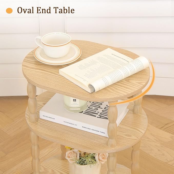 MaxSmeo End Table, Small Oval Side Table