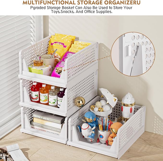 SNSLXH 5 Pack Stackable Closet Organizer Box, Space-Saving Clothes Storage
