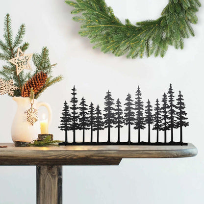 dryelves Metal Pine Tree Decor, Cabin Forest Tree and Nature Rustic Tabletop Decor, Mantel Centerpieces Shelf Decorations, Housewarming Gifts for Home Farmhouse Living Room Bedroom(Black)
