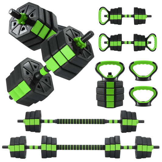 GarveeLife 3 in-1 Octagonal Adjustable Dumbbell Set, 88 LBS Free Weights Dumbbells with Anti-Slip Handle for Men & Women, Versatile Dumbbells Set of 2 with Connector, Perfect for Home Gym, Green & Black