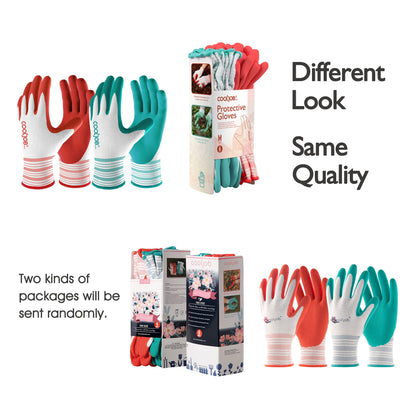 COOLJOB Gardening Gloves for Women, 6 Pairs Ladies, Comfortable Breathable Garden Gloves, Gardening Gift, Medium Size Fits Most, Red & Green (Half Dozen M)