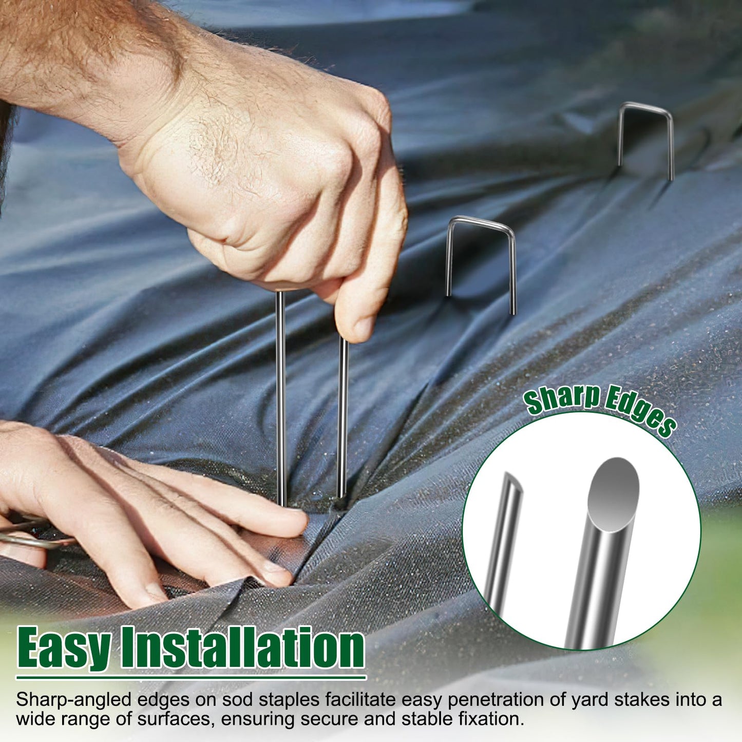 12 Inch Galvanized Landscape Staples Stakes, 25/50/100/200pcs Garden Metal Stakes for Weed Barrier Fabric, Fence Stakes, Tent Stakes, Christmas Decorations (100pcs)