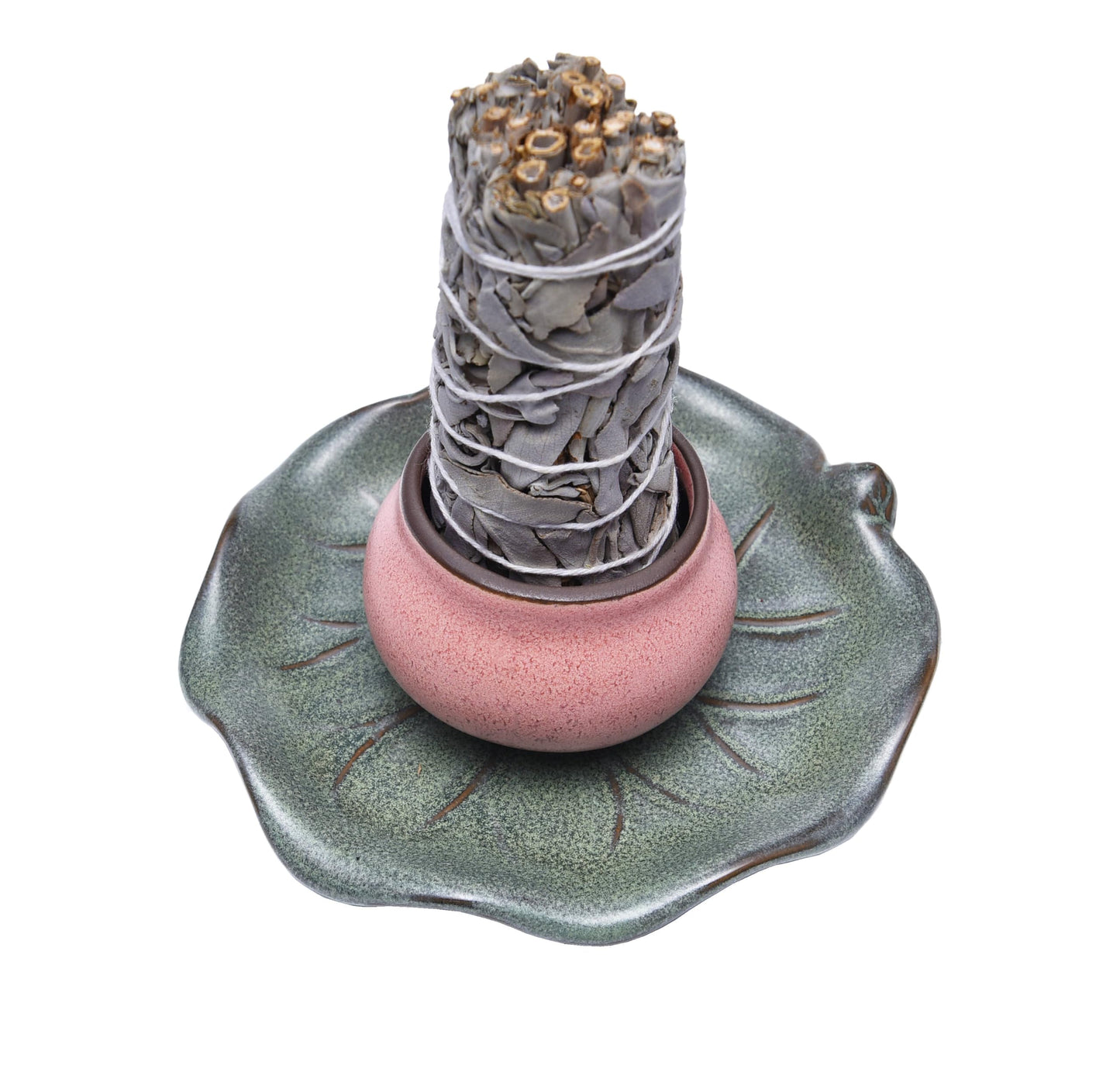 KR. LIF 3-in-1 Ceramic Incense Holder for Sage Sticks Incense Burner - Palo Santo Holder Set with Tray and Incense Burners