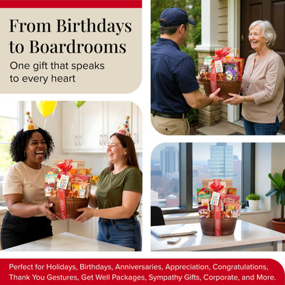 Broadway Basketeers Birthday Gift Basket – Gourmet Snacks & Sweet Treat Box with Cookies, Candy & more - Food Gift Basket for Women, Men & Families - Happy Birthday Surprise Box, Kosher