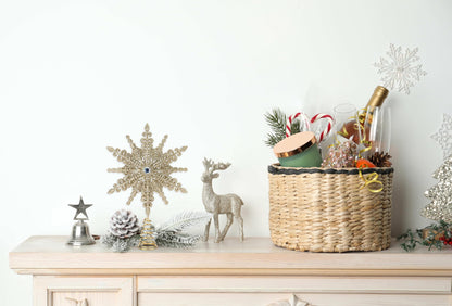 Christmas Traditions 8 inch Gold Glittered Filigree Christmas Star Tree Topper Star/Home Decor Ornaments (Gold)