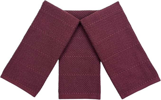 Purple Burgundy Wine Kitchen Hand Dish Towels: Oversized 28" x 18", 100% Cotton