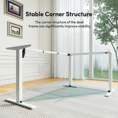 CubiCubi L Shaped Standing Desk with Drawers 63 x 48 Inch Adjustable Height, Electric Corner Desk with Storage, Sit Stand Home Office Desk with Splice Board, Light Walnut