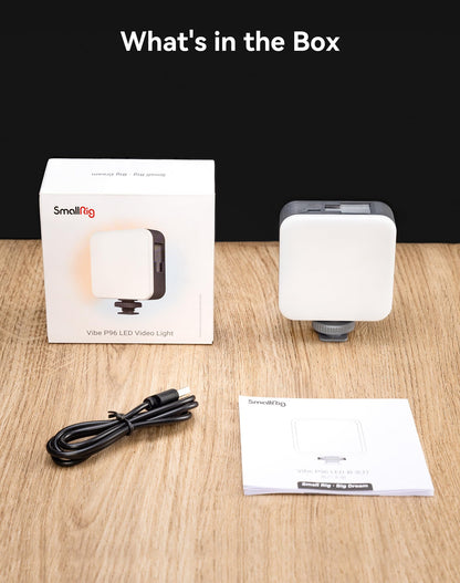 SmallRig P96 LED Video Light, Portable Camera Lights, 96 LED Beads for Photography Video Lighting, Rechargeable 2200mAh CRI 95+ 2700-6500K w 3 Cold Shoe