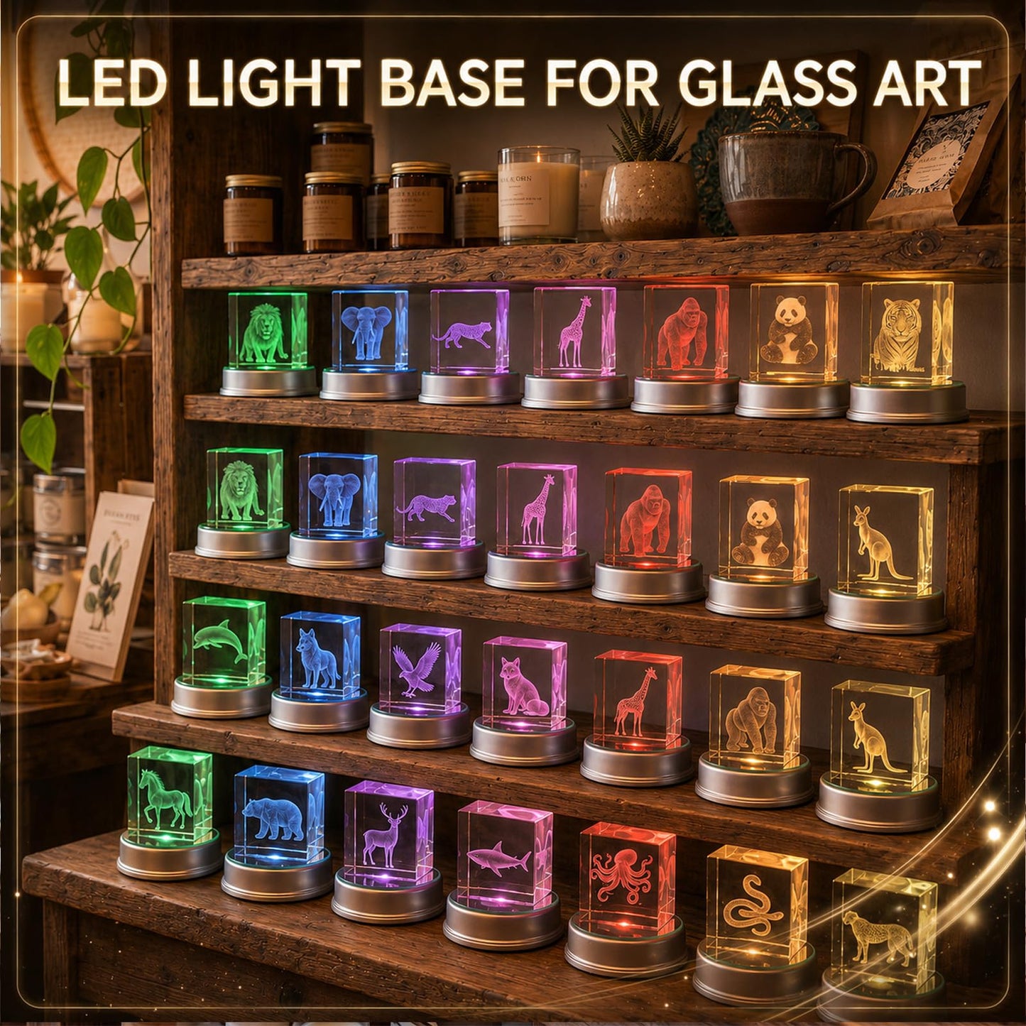 Wettal 20 Pack LED Light Base Wireless Display Stand LED Lighted Base for Glass Art Crystal Art Statue Display Stand Powered by Aaa Batteries Home Party Wedding Christmas Decor(Silver)