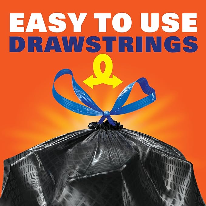 Hefty Ultra Strong Trash Bags, Break Resistant Drawstring Enclosure, Continuous