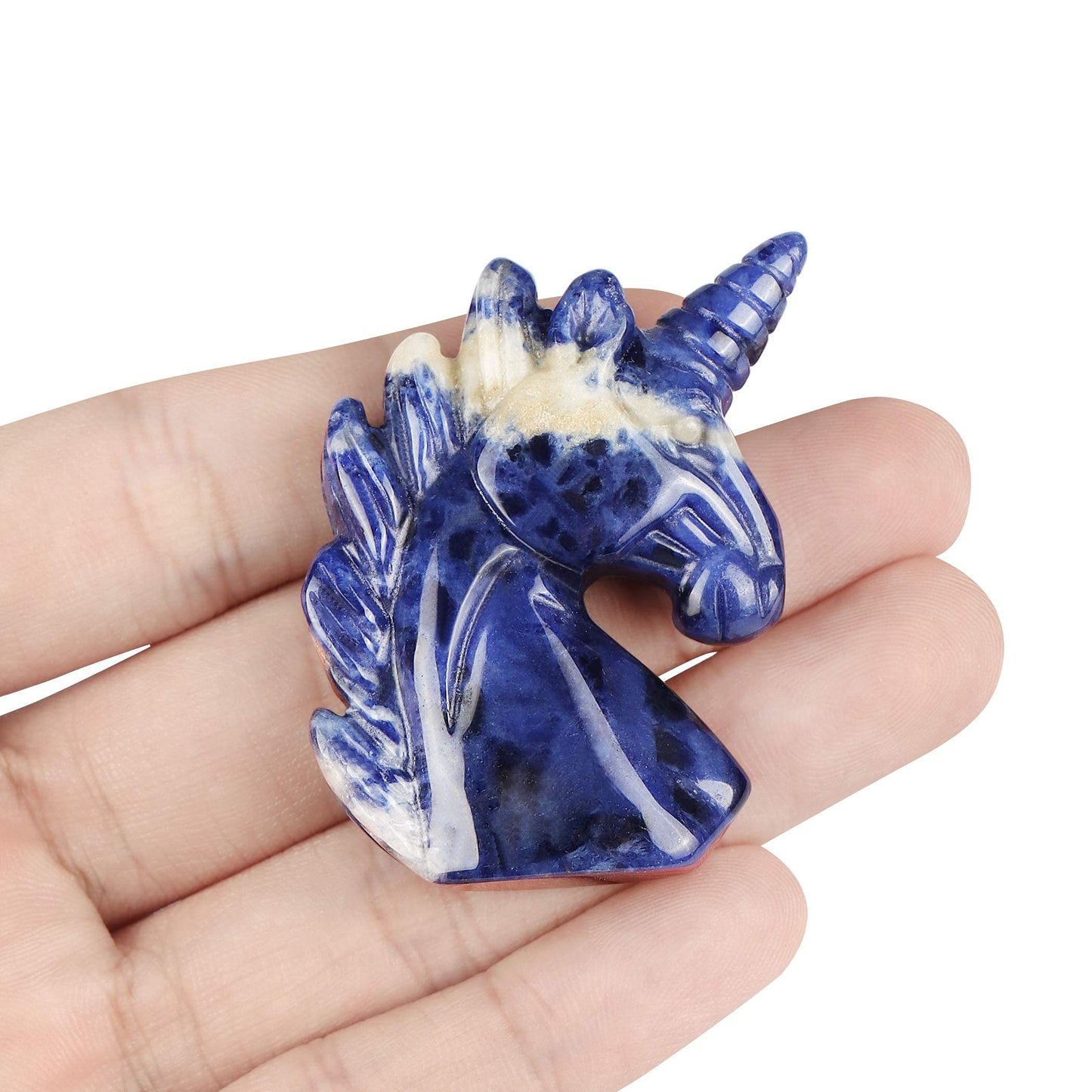 Artistone Crystal Unicorn Figurine Ornament Decor Hand Carved 2 Inches Sodalite Unicorn Statue Animal Healing Collectible Figurine Reiki Paperweight Home Office Girl Gifts