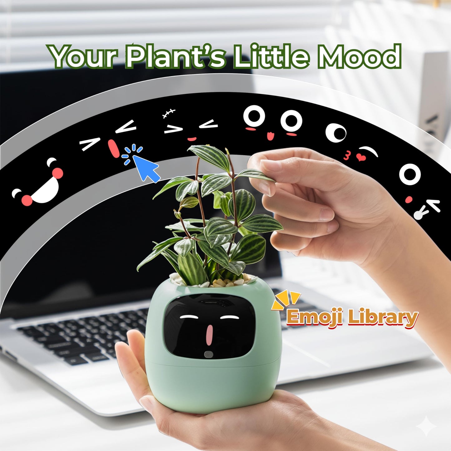 PLANTSIO Gen2 Ivy Intelligent Flower Pot for Home Decoration Plants Companion Neat Desk Setup Gift Smart Pet Planter Robot Guidance on Plant Care with Emojis