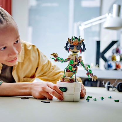 LEGO Marvel Dancing Groot Buildable Animated Toy Action Figure, Guardians of the Galaxy Character, Kids’ Hand-Operated Interactive Playset, Super Hero Gift for 10 Plus Year Old Boys and Girls 76297