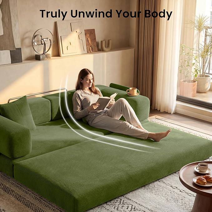 78.8" Convertible Sofa Bed, Corduroy Futon Couch