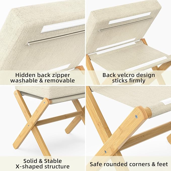 BAMBOOHOMIE Foldable Foot Stool Ottoman, Modern Foot Rest