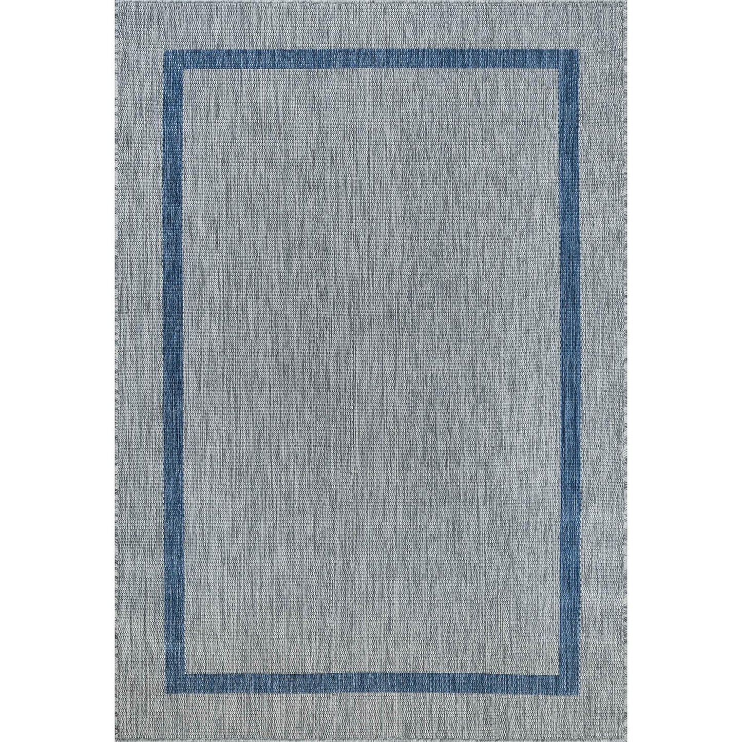 Luul Home Bordered Outdoor Rug 9x12 Washable Outside Carpet for Indoor Patio Porch Waterproof Easy Cleaning Non Shedding Area Rugs Silver Gray - Blue 9 x 12