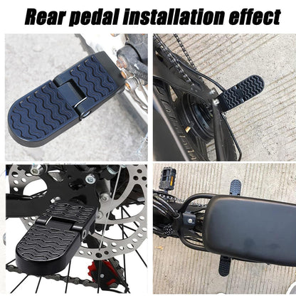 LOOEEL 1 Pair 15MM U Slot Bicycle Rear Pedals Folding Rear Seat Footrest Pedals Cycling Accessories for Mountain Bike, Folding Bicycle