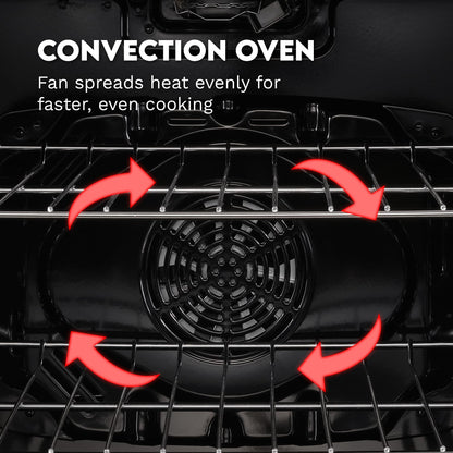 COSMO COS-244AGC 24 in. Nebula Collection 2.7 cu. ft. Gas Range, 4 Burners, Rapid Convection Oven, Cast Iron Grates in Stainless Steel