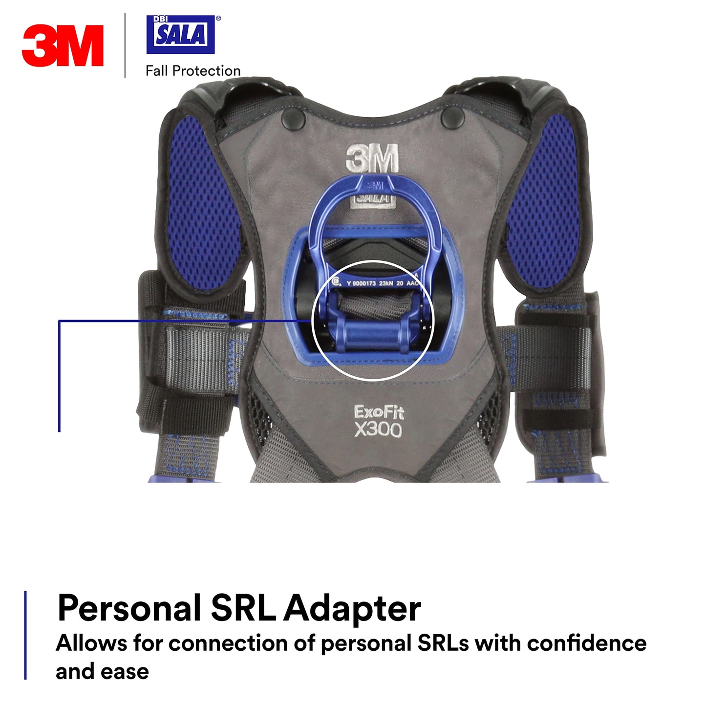 3M 1140188 DBI-SALA ExoFit X300 Comfort Construction Climbing Positioning Safety Harness Fall Protection, Back, Front, Hip D-Rings, Auto-Locking Quick Connect Chest Buckle, Tongue Leg Buckle, Medium
