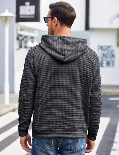 COOFANDY Mens Winter Sweatshirt Slim Fit Long Sleeve Knit Drawstring Hoodies for Men with Kanga Pocket, Dark Grey, 3X-Large
