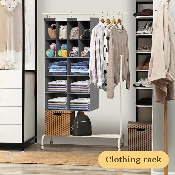Ofiray-home 5 Tier Hanging Closet Organizer, 14 Compartments Sweater Organizer