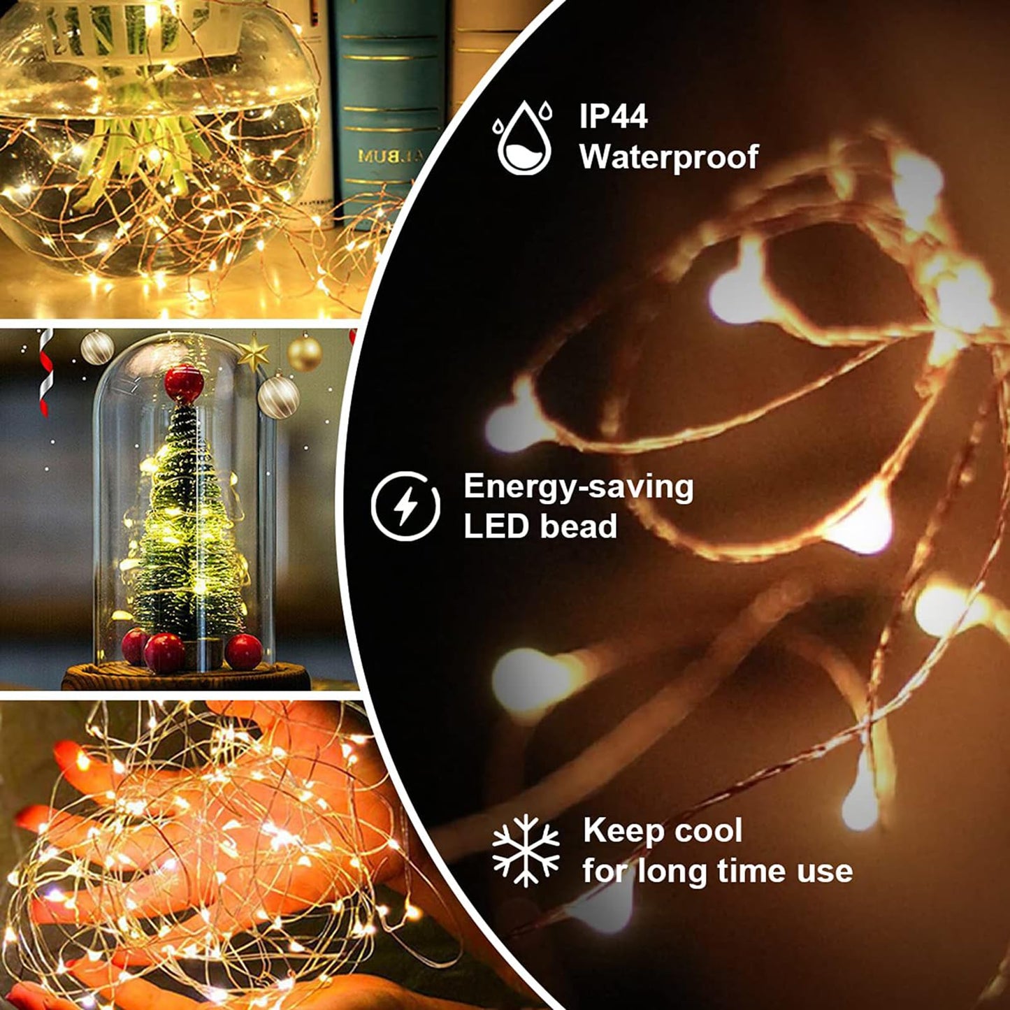 ZELUXDOT Fairy Lights Plug in,4Pack 100FT 300LEDs Waterproof Led String Lights,8Modes Remote Twinkle Light for Outdoor Indoor Christmas Wedding Birthday Garden Party Decorations,Silver Wire,Warm White