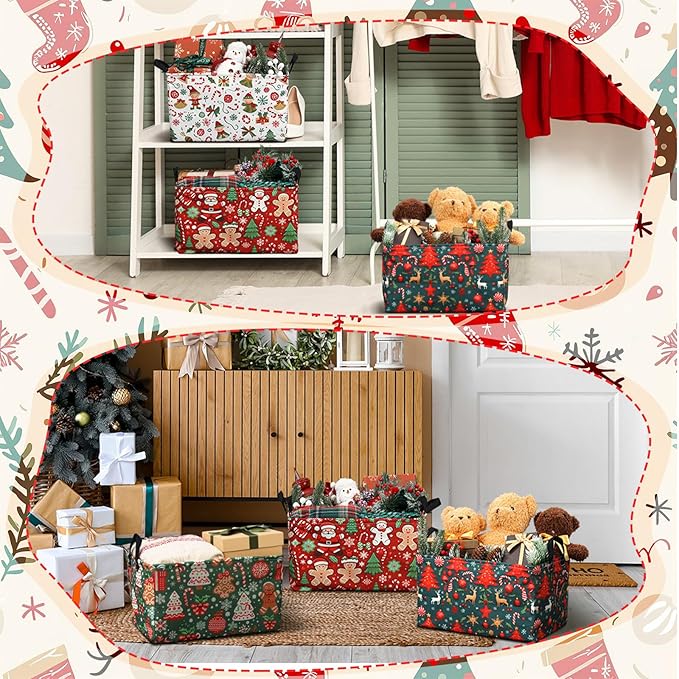 4 Pack Christmas Storage Bin Collapsible Large Christmas Storage Baskets