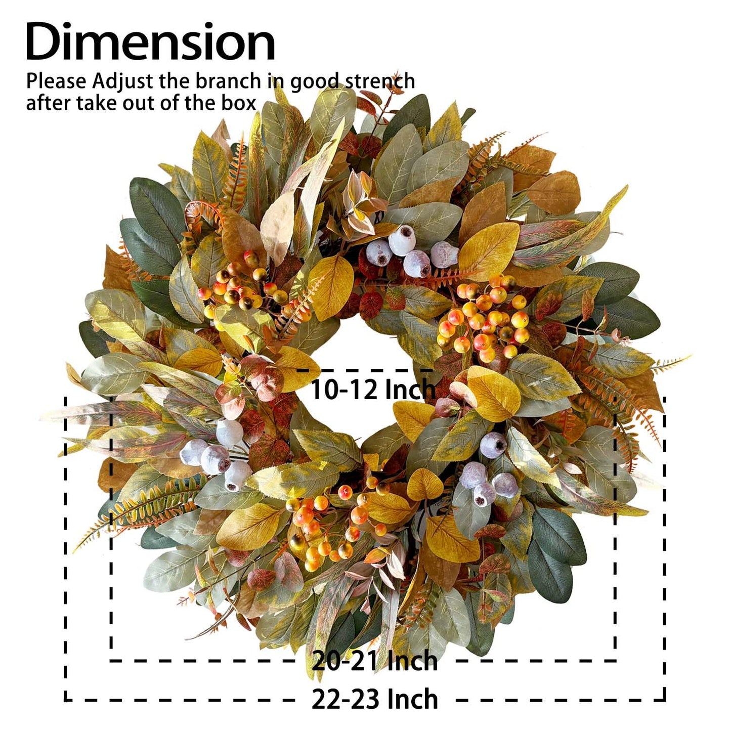 WANNA-CUL 22 Inch Eucalyptus Fall Front Door Wreath Harvest Farmhouse Decor