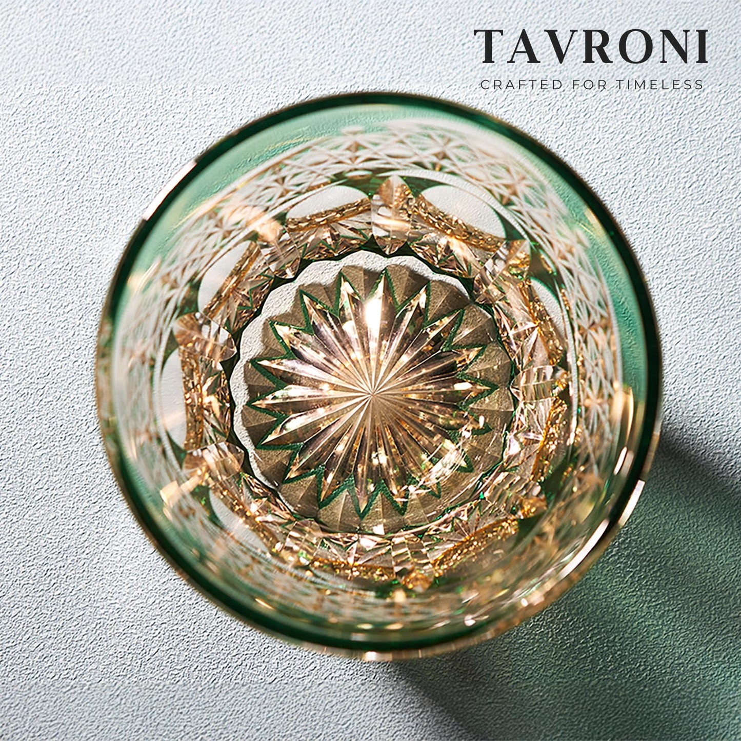 TAVRONI Edo Style Kiriko Whiskey Glasses Set of 2 - Japanese Art Glass Tumblers, Luxury Gift for Couples, Weddings, Anniversary, Perfect for Home Bar & Special Occasions, Crystal Barware with Gift Box