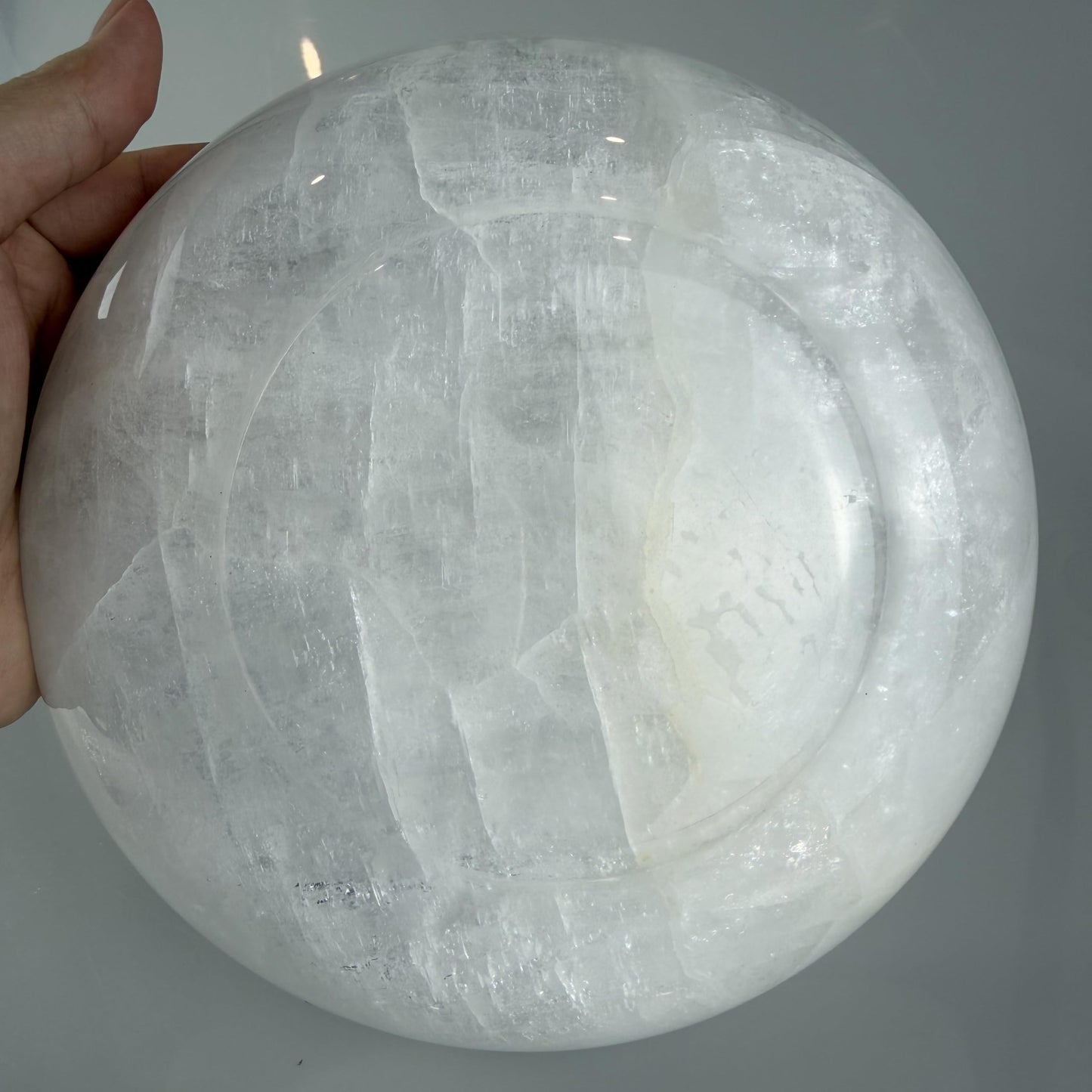 YeasHome Calcite Stone Bowl, Pure White, Natural Marble Crystal 20cm