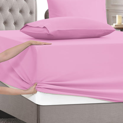Mocassi Full Size 4-Piece Bed Sheet Set - 1800 Premium Hotel Quality Microfiber 18-24 Inches Extra Deep Pocket Fitted Sheet- Luxury Soft, Breathable, Wrinkle, and Fade Resistant, Light Pink
