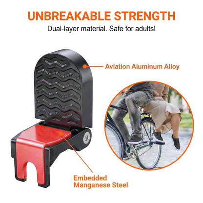RHEOLITH Heavy Duty E-Bike Foot Pegs for 15mm(0.59") Axle ONLY, Anti-Slip Foldable Rear Pedals for Passenger, Manganese Steel Reinforced Aluminum Bike Footrests for E-Bike, MTB & Folding