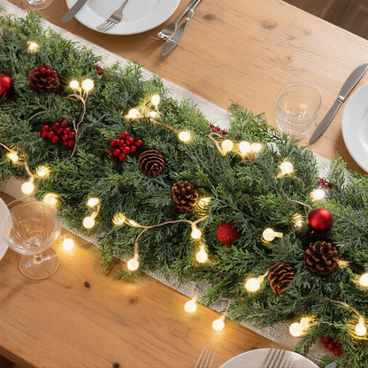 Christmas Cedar Garland - 5ft Artificial Cedar Garland Faux Lush Green Fake Pine Needles for Fireplace,Table,Window,Stairs,Mante,Holiday Indoor Outdoor Xmas Decor(1PCS)