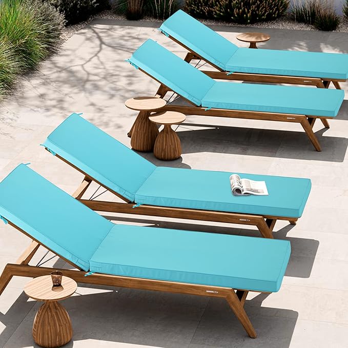 Chaise Lounge Cushion Outdoor, Waterproof and Stain-Resistant Lounge Deck