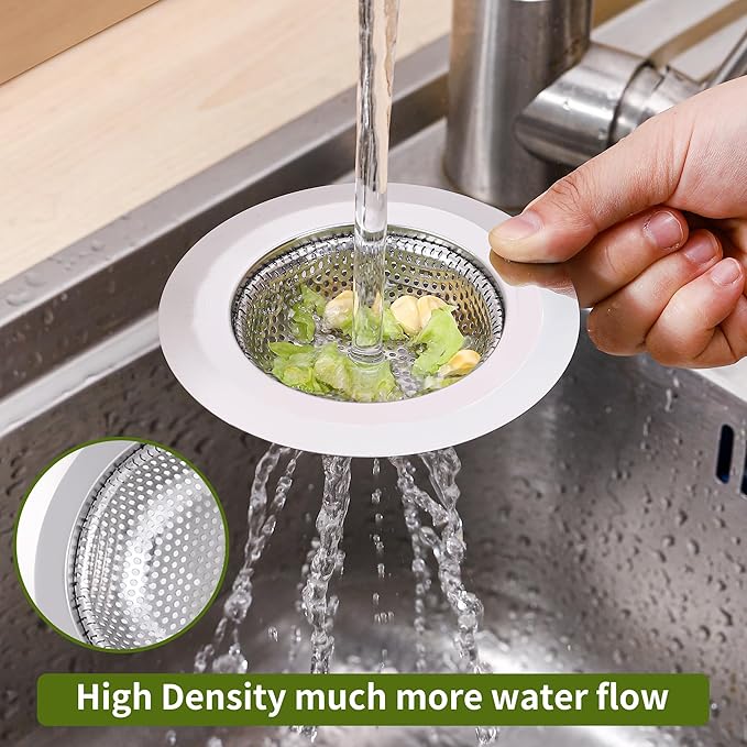 2Pcs Kitchen Sink Drain Strainer, Stainless Steel Kitchen Sink Strainer