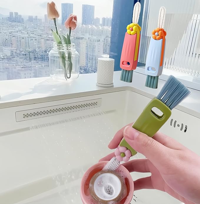 3 in 1 Cup Lid Cleaning Brush, Water Bottle Cleaner Brush, Portable Cup Lid Gap