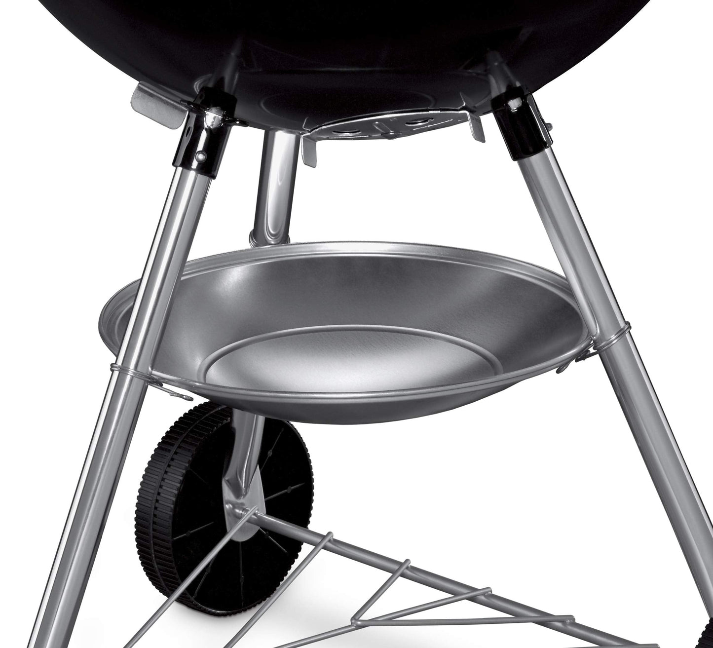 Weber Bar-B-Kettle Charcoal Barbecue/Porcelain-Enamelled Lid & Bowl, 57 cm Cooking Surface, Ash Collection Tray, Tripod Stand and Wheels, Black/Silver