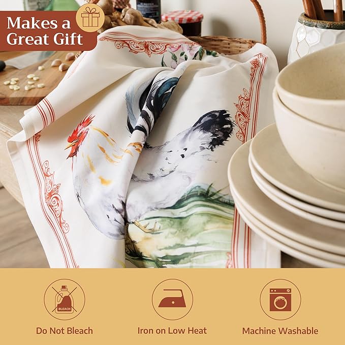 100% Cotton Kitchen Towel Campagne Maison d' Hermine Set of 2 Super Soft Highly