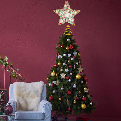Whaline Christmas Star Tree Topper Gold 3D Star Tree Top with LED Lights Battery Powered Treetop Ornament for Xmas Winter Party Favor Indoor Outdoor Decor